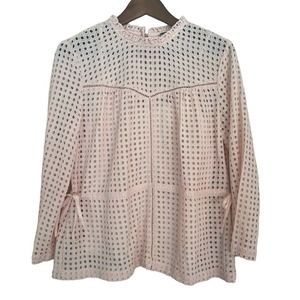 J. Crew Point Sur Eyelet Lace Blouse Light Pink Detached Cami Size 4